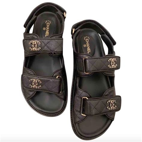 fake chanel sandals|chanel dad sandals black.